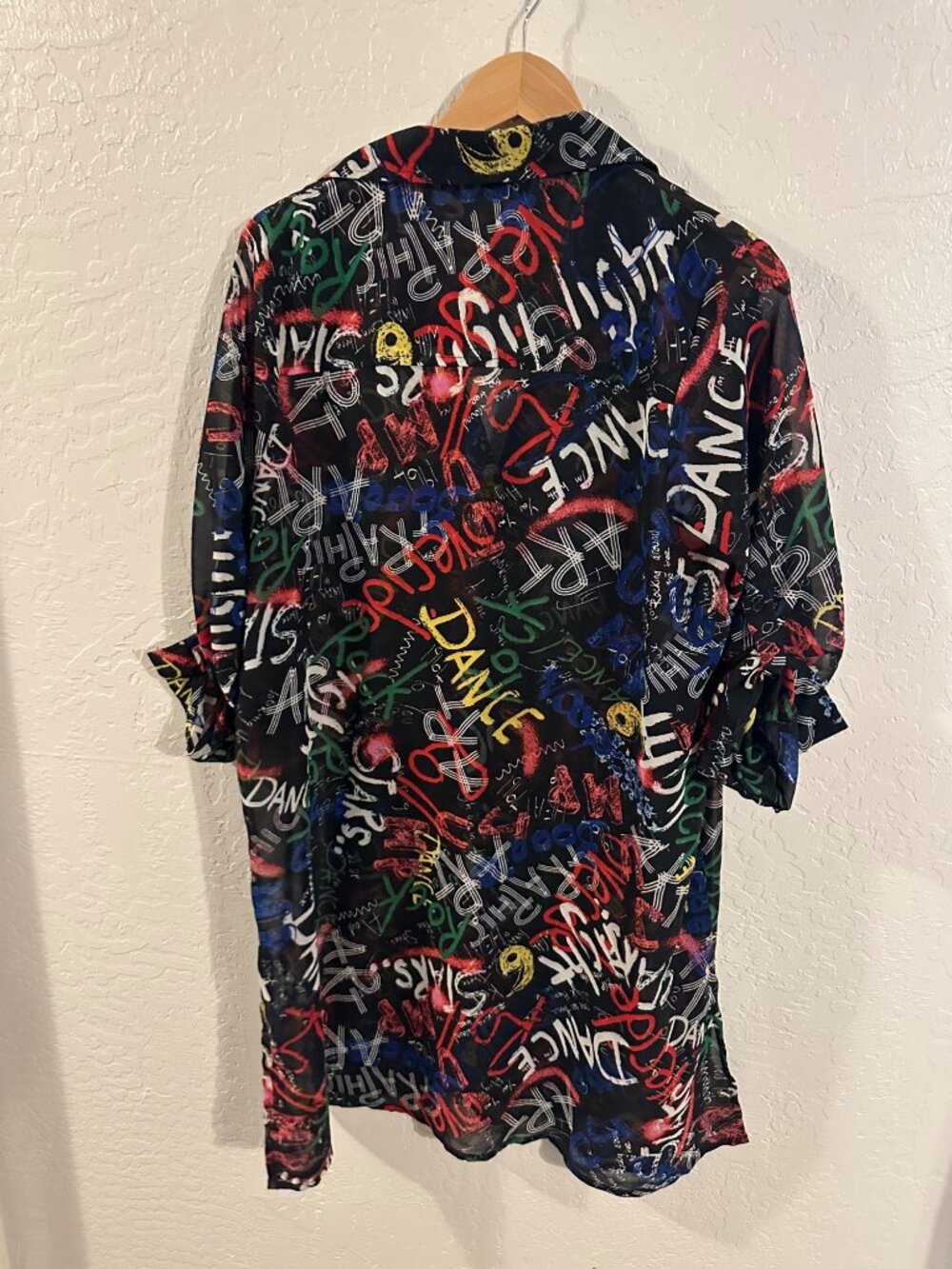 Live 4 Truth Graffiti Street Wear Colorful Semi Sheer Tunic Shirt Dress - Picture 10 of 10